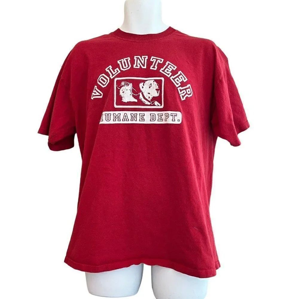 Men XL Humane Society Cat & Dog Humane Dept T Shirt Jerzees Vtg Williamson Cty